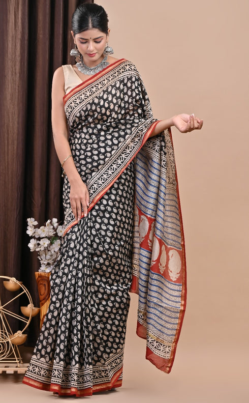 Paisley Print Chanderi Silk Saree (CHSAR28)